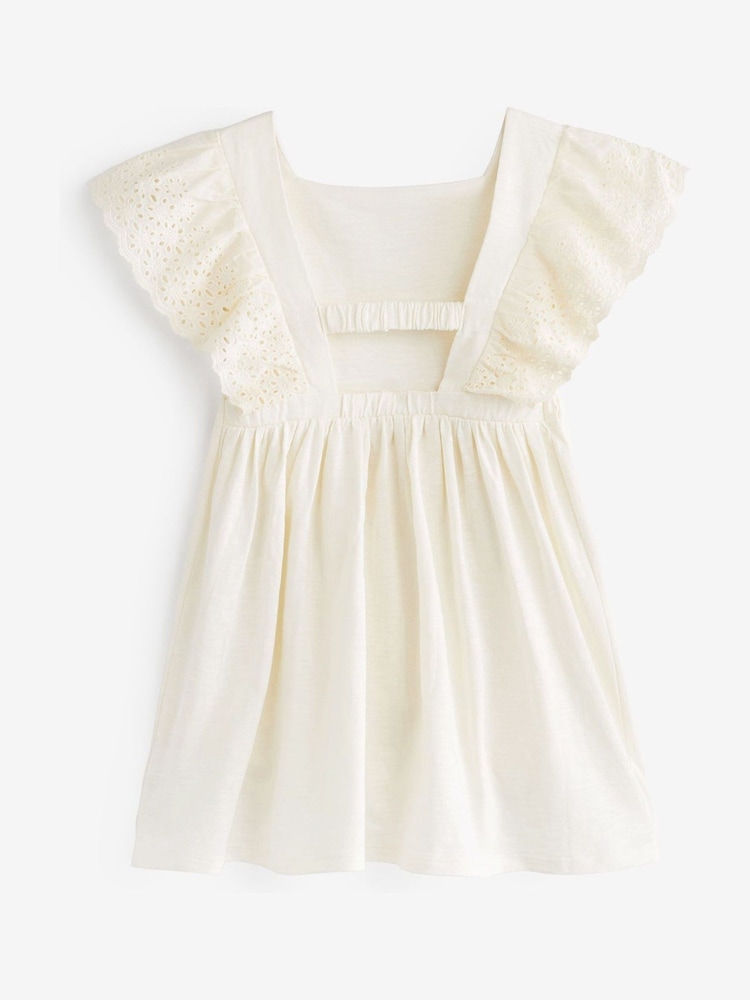 White Broderie Soft Slub Jersey Dress (3-16yrs) - Image 6 of 6
