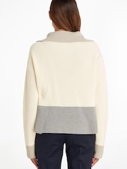 Tommy Hilfiger Grey Colourblock Half Zip Jumper - Image 2 of 4
