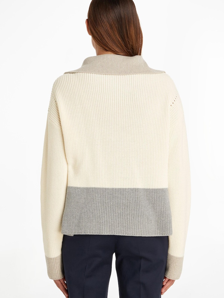 Tommy Hilfiger Grey Colourblock Half Zip Jumper - Image 2 of 4