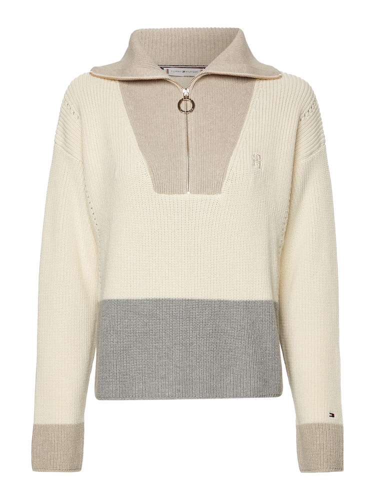 Tommy Hilfiger Grey Colourblock Half Zip Jumper - Image 4 of 4