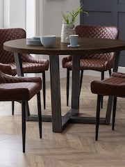 Julian Bowen Dark Oak Brooklyn Round Dining Table - Image 1 of 4