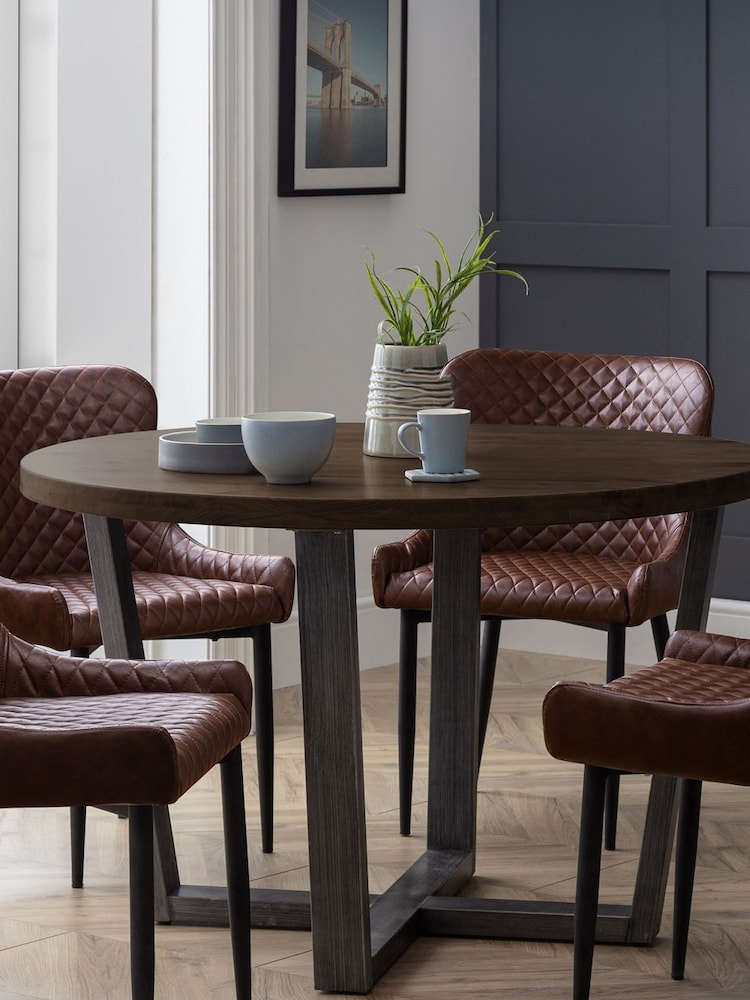 Julian Bowen Dark Oak Brooklyn Round Dining Table - Image 1 of 4