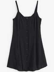 Black Button Through Mini Slip Dress - Image 4 of 4