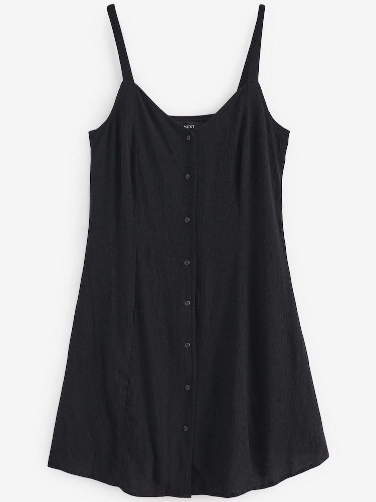 Black Button Through Mini Slip Dress - Image 4 of 4