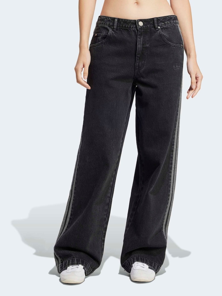 adidas Originals Black Adicolor Denim 3-Stripes Track Pants - Image 1 of 6 adidas Originals Black Adicolor Denim 3-Stripes Track Pants - Image 1 of 6