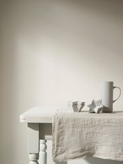 Truly Grey Hem 100% Linen Table Cloth - Image 1 of 2