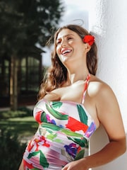 Seaspray Pink Peony Sweetheart Bandeau Tummy Control Swimsuit - Image 1 of 5