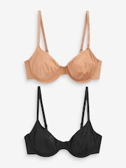 Black/Caramel Nude Non Pad Balcony Smoothing T-Shirt Bras 2 Pack B-E - Image 5 of 9