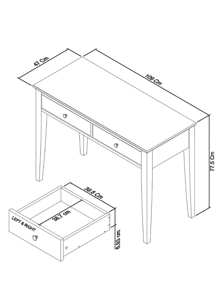 Bentley Designs Cotton Grey Ashby Dressing Table - Image 3 of 3