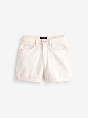 Ecru White Comfort Stretch Denim Mom Shorts - Image 4 of 4