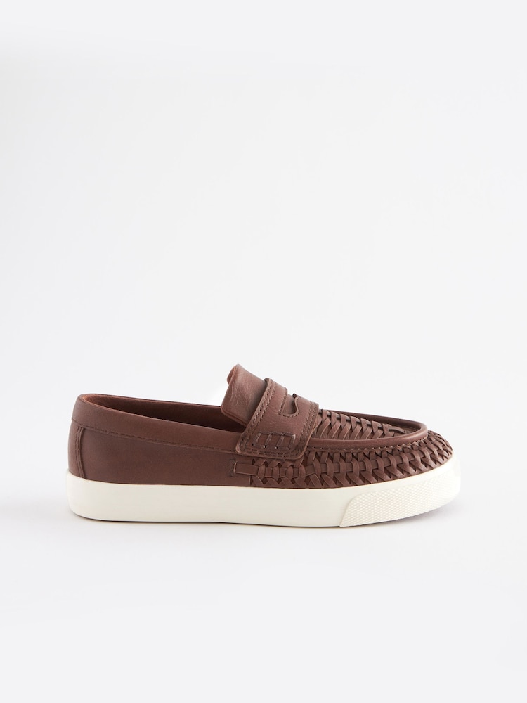 Chocolate Brown Woven Slip On Shoes - Image 2 of 5 Chocolate Brown Woven Slip On Shoes - Image 2 of 5