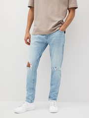 Bleach Light Blue Skinny Ripped Denim Jeans - Image 1 of 11