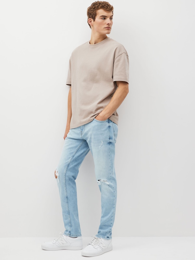 Bleach Light Blue Skinny Ripped Denim Jeans - Image 4 of 11