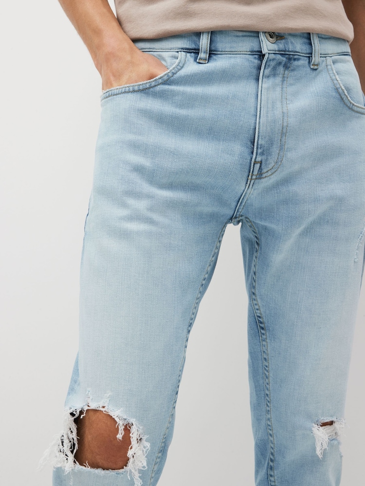 Bleach Light Blue Skinny Ripped Denim Jeans - Image 5 of 11