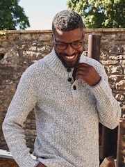 FatFace Grey Hove Twist Half Neck Jumper - Image 1 of 6