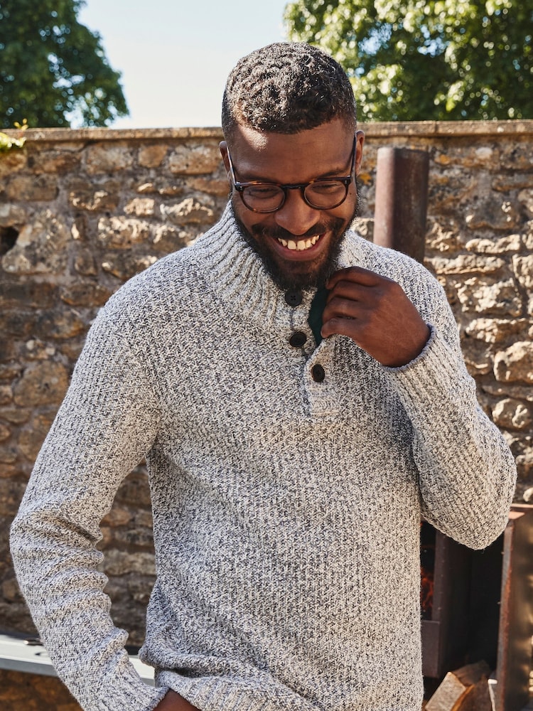 FatFace Grey Hove Twist Half Neck Jumper - Image 1 of 6