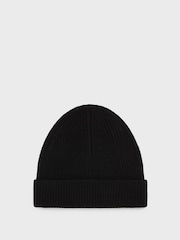 Reiss Black Raff Wool Blend Beanie Hat - Image 1 of 4