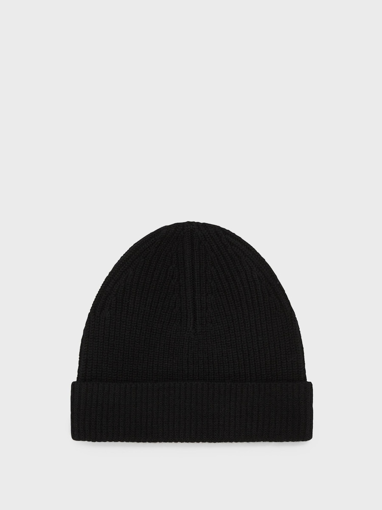 Reiss Black Raff Wool Blend Beanie Hat - Image 1 of 4