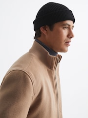 Reiss Black Raff Wool Blend Beanie Hat - Image 2 of 4