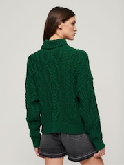 Zielony - Superdry Vintage High Neck Cable Knit Jumper - Image 2 of 6