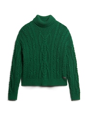 Zielony - Superdry Vintage High Neck Cable Knit Jumper - Image 4 of 6