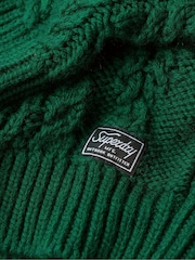 Zielony - Superdry Vintage High Neck Cable Knit Jumper - Image 5 of 6