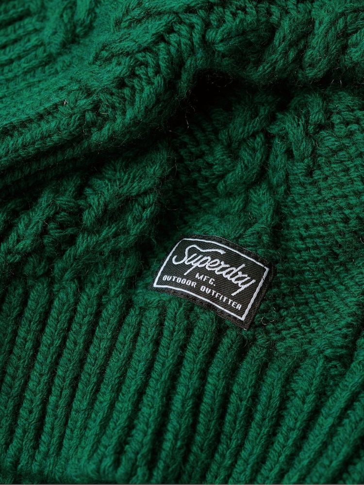 Zielony - Superdry Vintage High Neck Cable Knit Jumper - Image 5 of 6