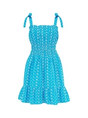 Pour Moi Blue Hannah 100% Cotton Embroider Dress - Image 4 of 5