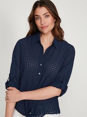 M&Co Blue Tie Front Blouse - Image 4 of 5