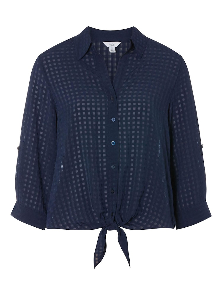 M&Co Blue Tie Front Blouse - Image 5 of 5 M&Co Blue Tie Front Blouse - Image 5 of 5