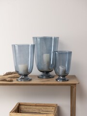 Libra Interiors Sky Blue Grace Glass Candlelight Holder Small - Image 1 of 4