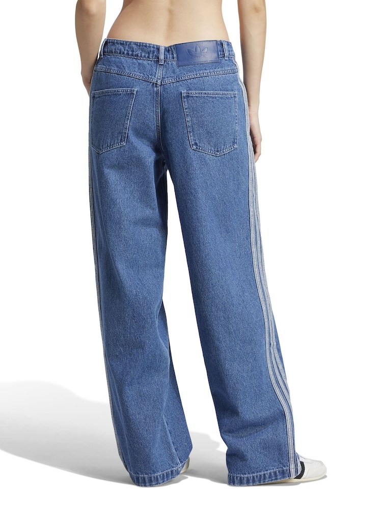 adidas Originals Blue Adicolor Denim 3-Stripes Track Pants - Image 2 of 6