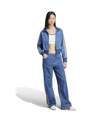 adidas Originals Blue Adicolor Denim 3-Stripes Track Pants - Image 3 of 6
