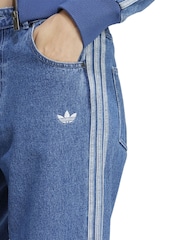 adidas Originals Blue Adicolor Denim 3-Stripes Track Pants - Image 4 of 6