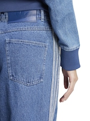 adidas Originals Blue Adicolor Denim 3-Stripes Track Pants - Image 5 of 6