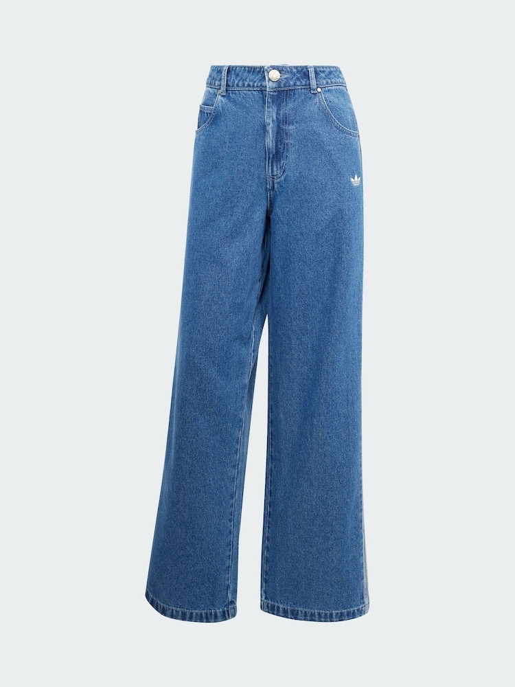 adidas Originals Blue Adicolor Denim 3-Stripes Track Pants - Image 6 of 6