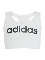adidas White Essentials Linear Logo Cotton Bra Top - Image 1 of 5