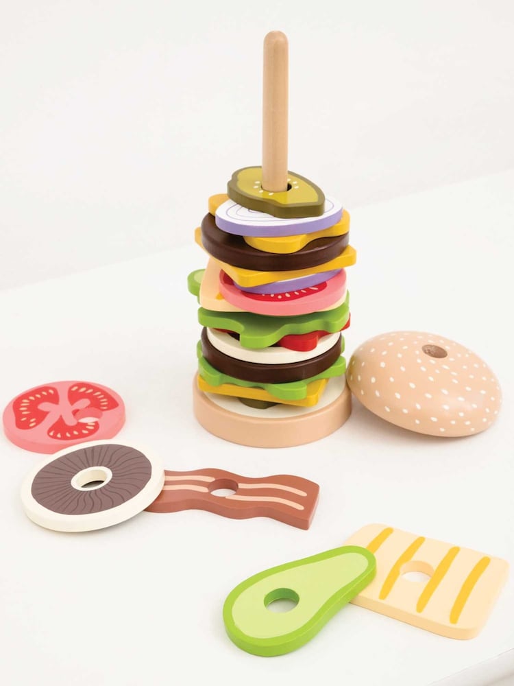 JoJo Maman Bébé Wooden Burger Stacking Toy - Image 2 of 3