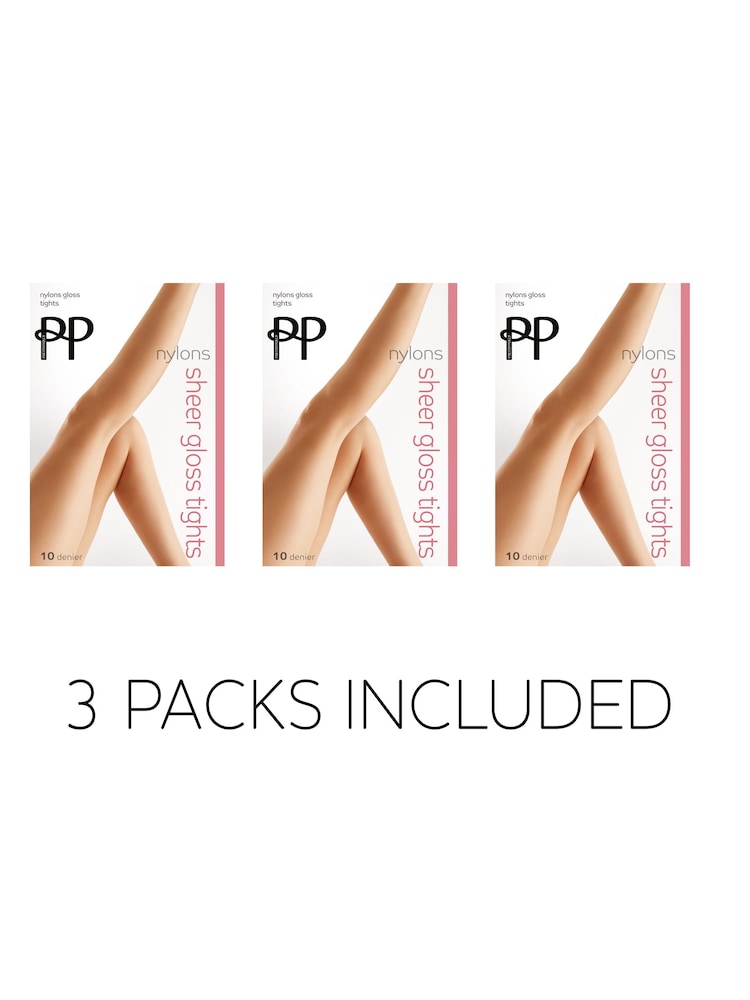 Pretty Polly 10 Denier Nylons Gloss Tights 3 Pack - Image 6 of 6