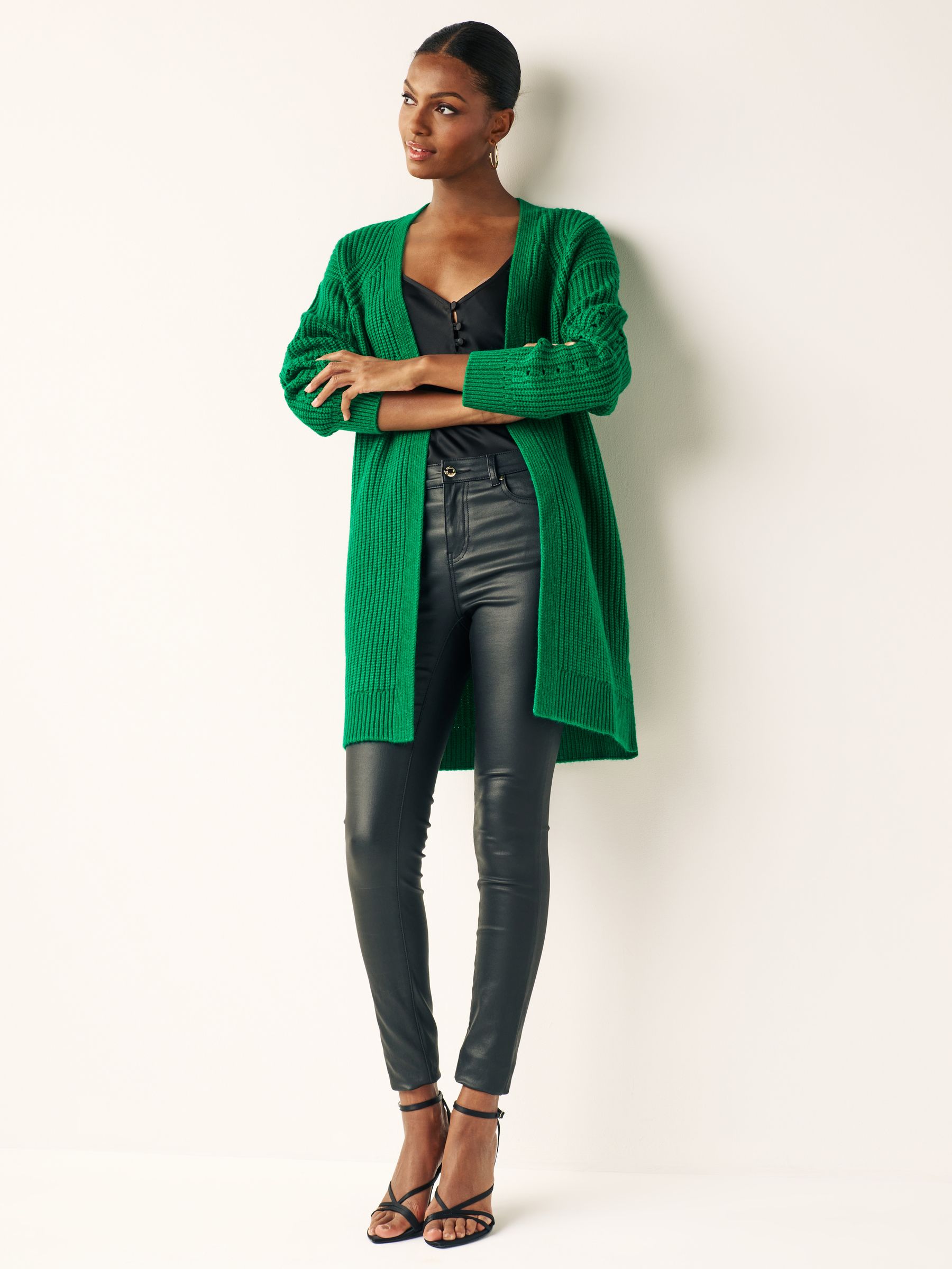 Buy Green Longline Ribbed Edge to Edge Cardigan from Next United Arab Emirates