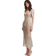 Bardot Nude Verona Sequin Maxi Dress - Image 4 of 7