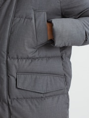 Reiss Grey Billings Quilted Hooded Coat - Image 6 of 7