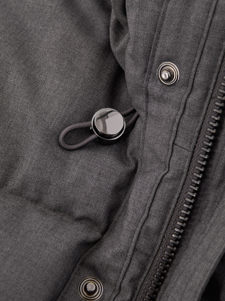 Reiss Grey Billings Quilted Hooded Coat - Image 7 of 7