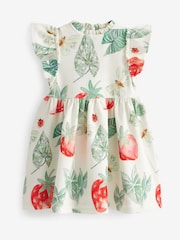 Green Strawberry Print Ponte Occasion Dress (3mths-7yrs) - Image 5 of 6