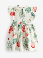 Green Strawberry Print Ponte Occasion Dress (3mths-7yrs) - Image 6 of 6