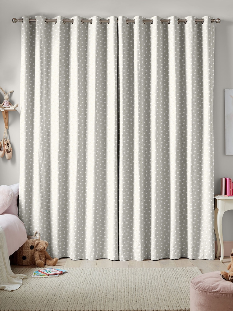 Natural Kids Ditsy Stars Made To Measure 100% Cotton Curtains - Image 2 of 9