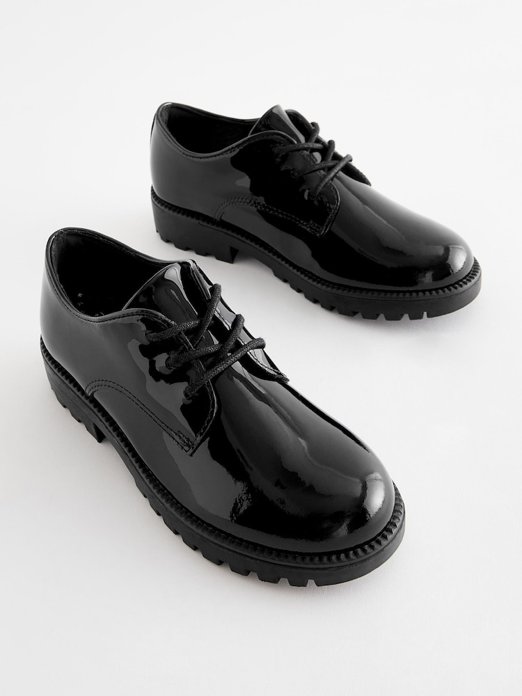 Black Patent Wide Fit (G) School Leather Lace-Up Shoes - Image 1 of 5