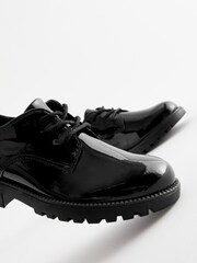 Black Patent Wide Fit (G) School Leather Lace-Up Shoes - Image 3 of 5