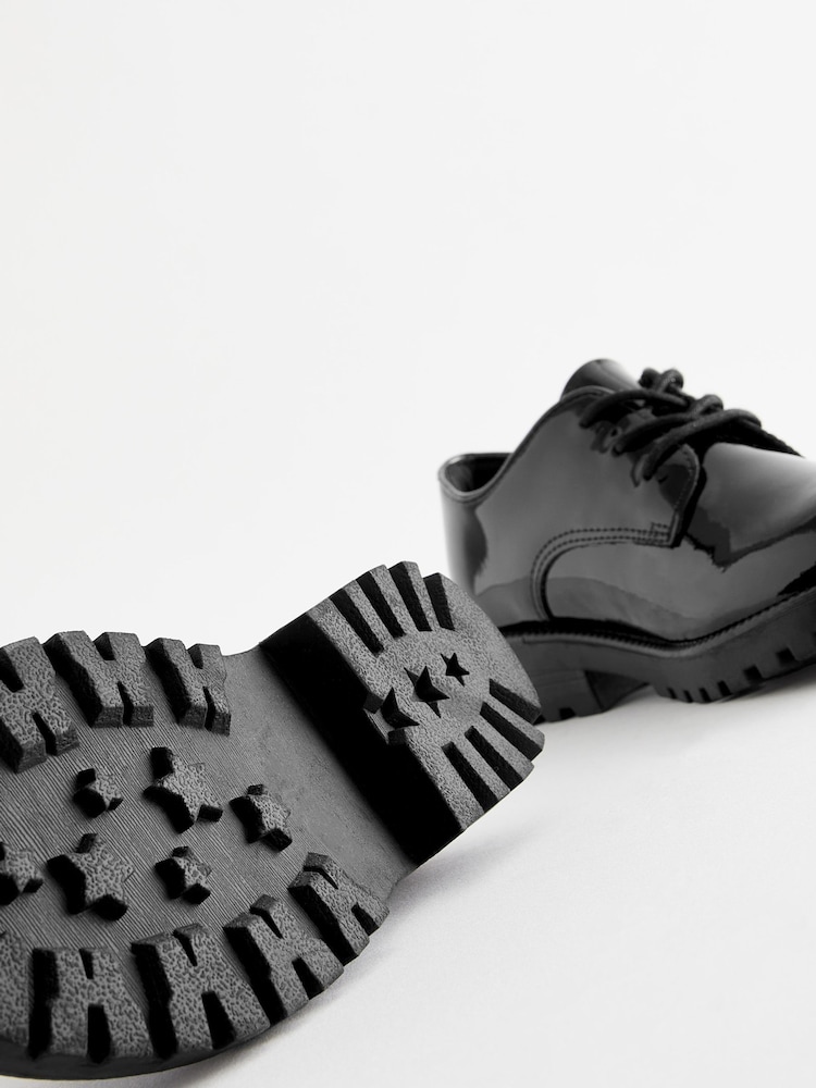 Black Patent Wide Fit (G) School Leather Lace-Up Shoes - Image 5 of 5