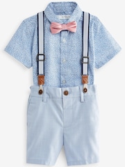 Blue Floral Shirt Short Braces and Bow Tie Set (3mths-9yrs) - Image 1 of 2